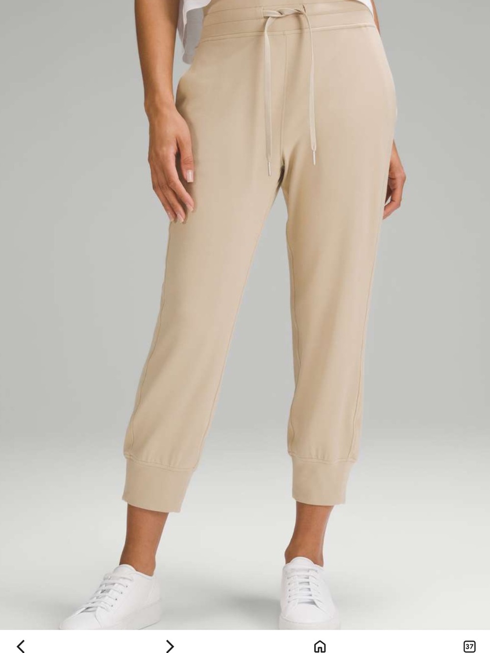 Lululemon Ready to Rulu High Rise Relaxed Crop Drawstring Pants Beige Sz 8 EUC